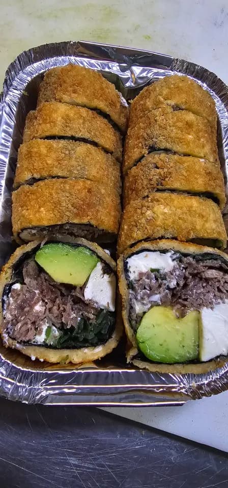 90- CARNE, QUESO, PALTA, CIBULLET ENVOLTURA FRITO