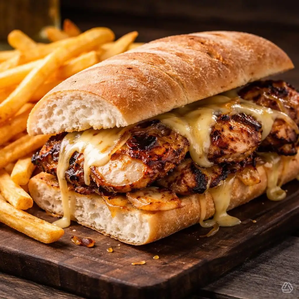 Churrasco de Pollo Queso más PapasFritas.