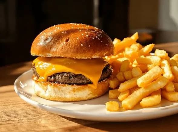 Hamburguesa XL Queso más PapasFritas.