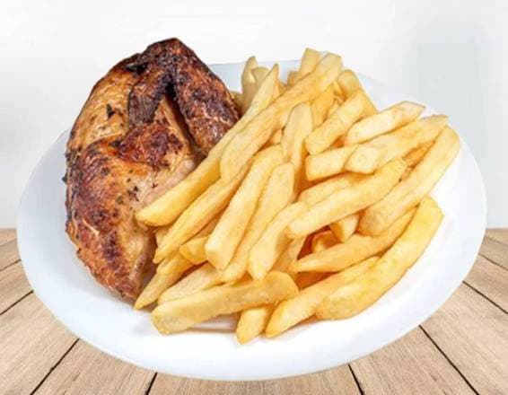 Pollo Asado Con Papas Fritas