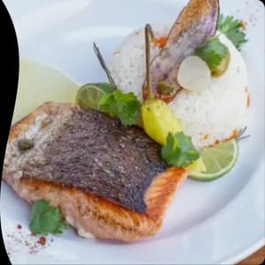 salmón con arroz